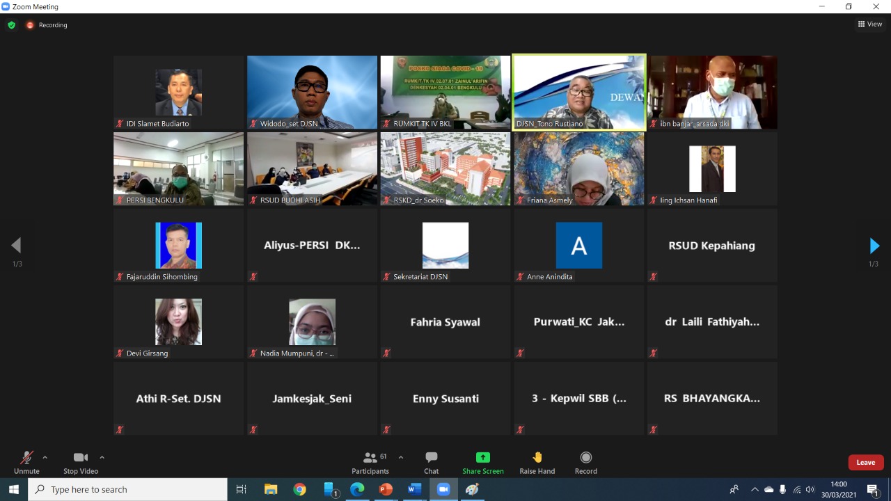 FGD DJSN dengan FKRTL dalam rangka Monev Virtual 2021
